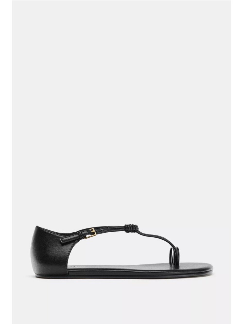 FLAT SANDALS WITH KNOTTED TOE STRAP | Black | Size 8